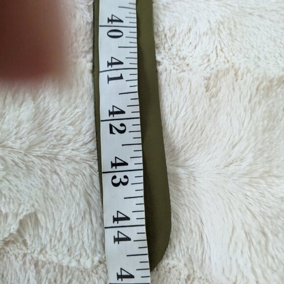 Vintage studded chain leather belt olive green large F104 main image 7